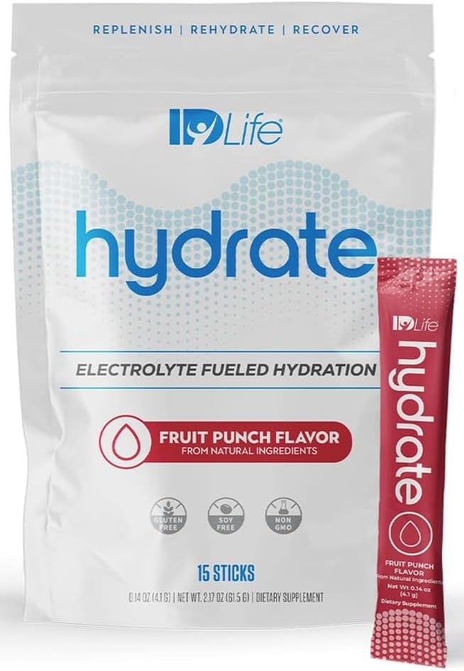IDLife Bebida Hidratante En Polvo Fruit Punch Hidratación Instantánea Con Electrolitos, Vitaminas, Mct Y Minerales para Nutrientes Vitales - 15