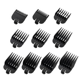 Pack of 10 Trimmer Attachments, Hair Trimmer Attachments, Hair Trimmer Attachment Set, Hair Clipper Guide Limit Comb Set 1.5 mm to 25 mm for Choice of Most Hair Clippers (Black)