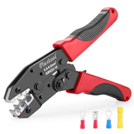Plustool Crimping Tool for Insulated Electrical Connectors AWG 22-10 - Ratcheting Wire Terminal Crimper - Crimping Pliers - Crimper Tool Electrical - Crimp Tool