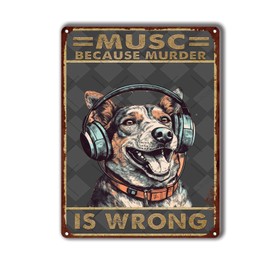 LIUAXICIA Tin Sign Music Because Murder is Wrong Poster Tin Sign 0 Metal Signs Wall Decoration for Family The Bar Restaurant Cafe Bathroom Garage Office 6x8inch-Tin Sign
