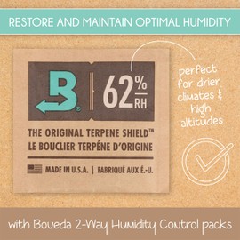 Smell Proof Jar Glass Container with Airtight Metal Lid - Includes 2 Way Humidity Pack 62% Keeps Contents Fresh for Many Months - Large Capacity Stash Mason Jar - 1 Gallon