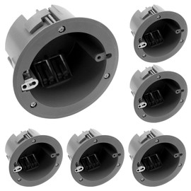 AIRTAK 6 Packs 1-Gang PVC Old Construction Ceiling Electrical Junction Box,4" Dia 18 Cubic Inches Old Work Round Electrical Box with ETL,Fire Rated for 2 Hours.