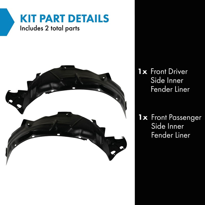 TRQ Front Inner Fender Liner Set Compatible with 2003-2007 Honda