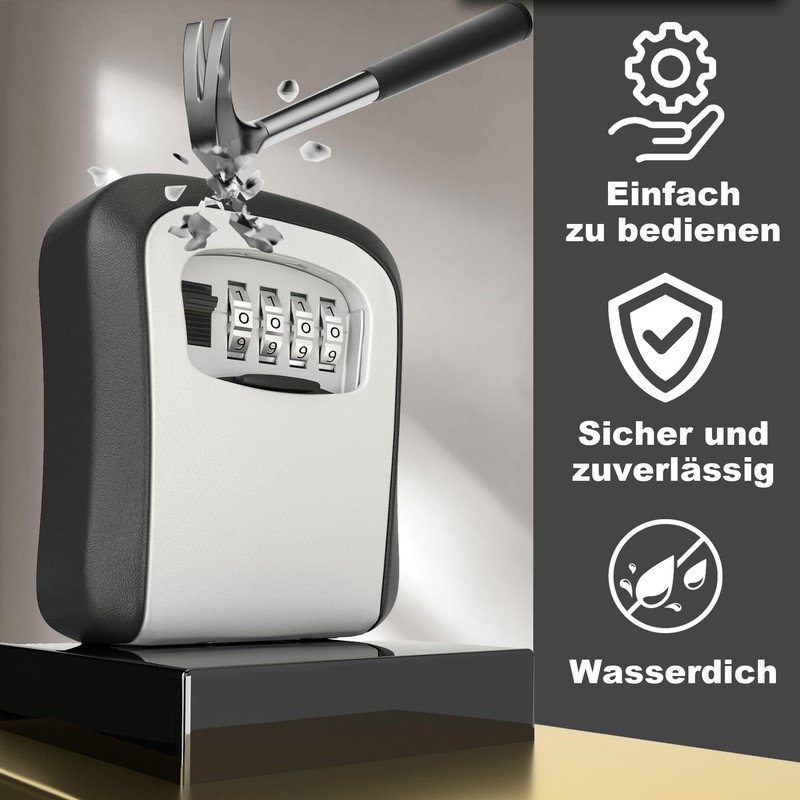 GOOPOOL Key Safe with Number Code, Key Safe for Home,