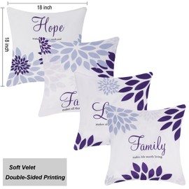 MissOwl Soft Velvet Throw Pillow Covers Daisy Home Decor Modern Square Pillowcase Cushion Cover Flower Printing Living Room Sofa Couch Bedroom Car 18 x 18 Inch Set of 4