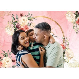 LYCGS 8X6ft Happy Mother's Day Backdrop Pink Flower Mother's Day Photo Background Mother's Day Party Banner Studio Props X-107