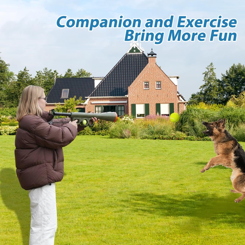 RSSLygaeonix Tennis Ball Launcher for Dogs, Launches 30+ ft, Green