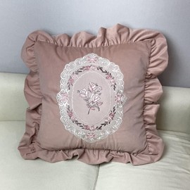 SOPHELEG Flounce Embroidery Throw Pillow Case Coral Pink Throw Pillow Cover 45 * 45cm Living Room Decor Pillow Case Bedroom Decor Farmhouse Decor Pillow Cover for Sofa Bed Living Room