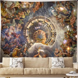 OSUNBD Ceiling Tapestry Renaissance Wall Medieval Tapestry Wall Hanging Royal Chateau Versailles European Greek Myth Art Tapestries Large Size 78.7”x59.1”Paris Decor for Bedroom Living Room Dorm