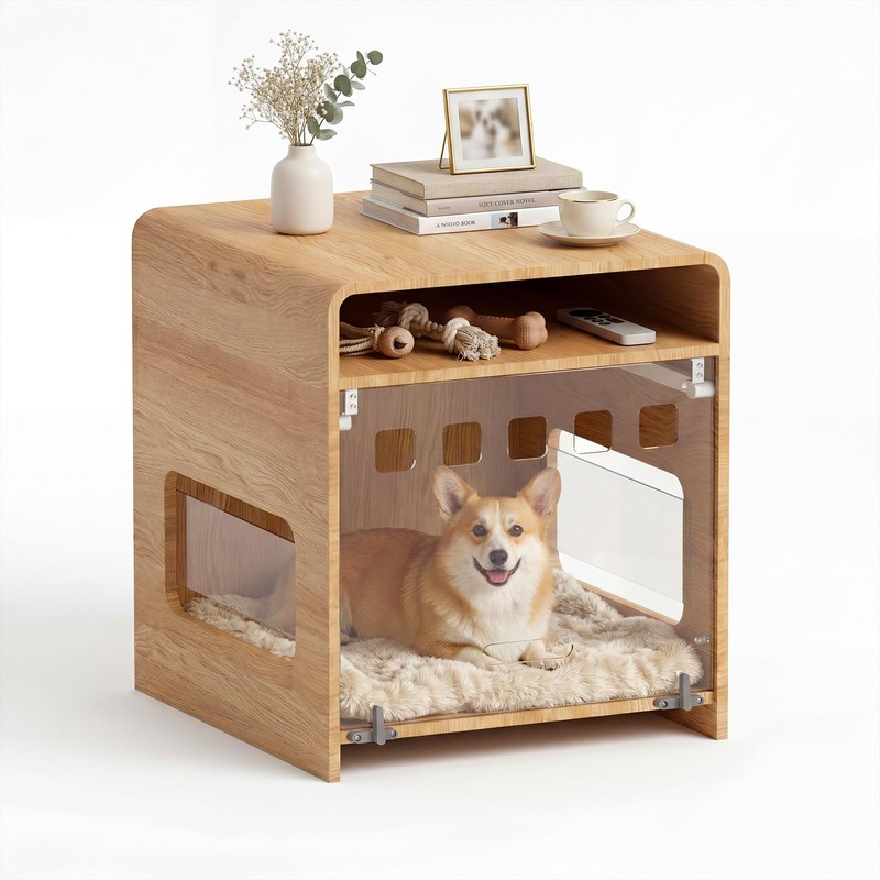 DAWNYIELD Dog Crate Furniture with Flip-Up Door & PET Panel