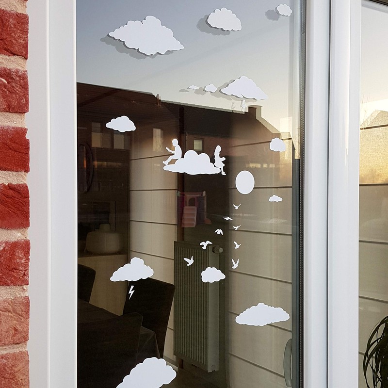 Imaggge.com Anti-Collision Stickers for Glass Doors (Clouds) – Prevents Birds