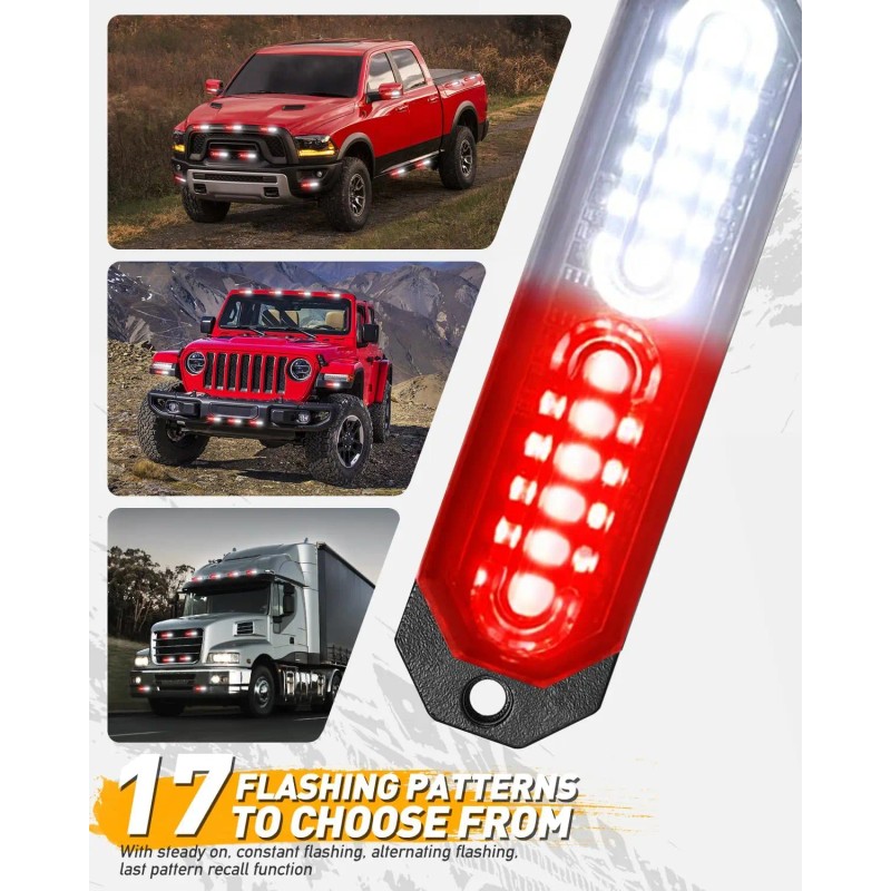 Emergency Strobe Grille Lights 8pcs 12 LED Sync Feature Ultra