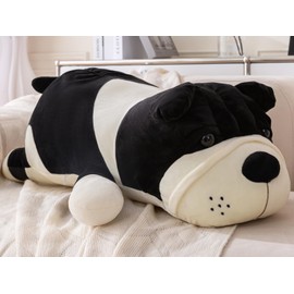 Bulldog Plush Toy - Jumbo Stuffed Animal Dog 31.4 Inch,Ultra Soft Cuddle Pillow for Kids Adults,Black Bulldog Gift for Boys Girls (Black 80cm)