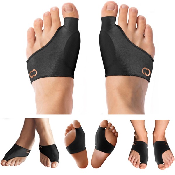 Copper Compression Bunion Corrector Relief Sleeve - Gel Cushion Pads - Copper Infused - Orthopedic Brace Big Toe Alignment - Hallux Valgus Relief - Straightener Spacer Fit for Women & Men - 1 Pair