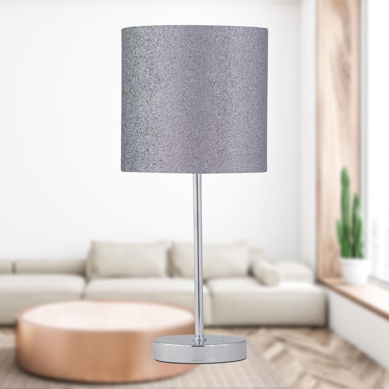 Polished Chrome Table Lamp or Bedside Light Base, Modern Design,