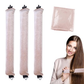 Pack of 3 Heatless Curls, Flexi Rods with Hooks, Overnight, for Different Hair Types, Long and Short Hair (Beige, M)