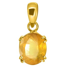yellow sapphire stone pendant 5.25 Carat Natural Yellow Sapphire Pendant/Locket (Pukhraj Stone Panchadhatu Pendant) 100% Original AAA Quality Gemstone, Gemstone, yellow sapphire