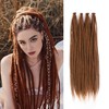 Aooffut Dreadlock Extensions, Thin 0.6cm 24" Medium Auburn 100% Handmade