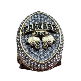 Legacy Rings 2024 Massive Gunmetal and Gold Fantasy Football Championship Trophy Ring, Award for Fantasy Football League Winner Clear Stones, Non-Precious Metal, No Gemstone