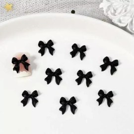 셀프 젤 네일 리본 파츠 블랙 화이트 네일재료 10개입 [블랙] Self Gel Nail Ribbon Parts Black White Nail Materials 10 Pieces [Black]
