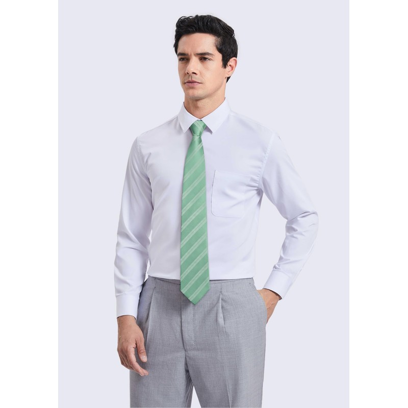 HISDERN Men's Tie Formal Stripes Tie with Pocket Square Set