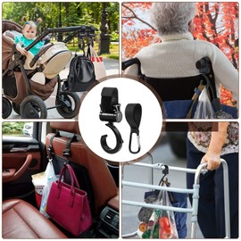GZLCEU Pack of 6 Pram Hooks, 360 Degree Rotation Pram Hooks with 6 D Shape Pram Hooks for Prams, Shopping Trolleys, Bicycles, Car (28.5 x 19 x 10.5 cm)