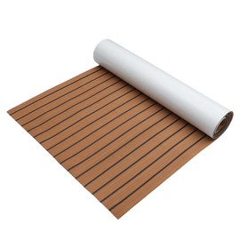 X AUTOHAUX 94.49"x35.43" EVA Faux Teak Decking Sheet Mat Non-Slip Self-Adhesive for Boat Yacht Marine Deck Pad RV Car Trunk Flooring Carpet Brown Black