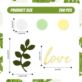 200 Pcs Green Leaves Confetti,Gold Green Table Confetti Love Theme Round Dots Scatter Confettii Wedding Confettis,Birthday Confettis for Baby Shower Anniversary Wedding Table Decoration (Greens)