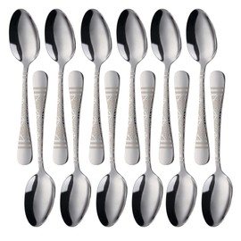 BUYER STAR Dinner Spoons, 18/8 Stainless Steel Dessert Spoons, Classic Flower Pattern Cutlery Spoons Set, Table Spoon for Home, Kitchen or Restaurant, Dishwasher Safe- 7.8 Inch (Silver)