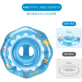 Baby Float Ring with Foot Insert, Cute Child Float, Baby Float for Bath, Float Ring with Hand Pump, Suitable for 6 Months to 3 Years (Blue)