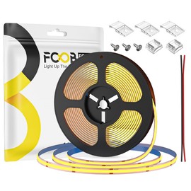 FCOB 16.4FT COB LED Strip Lights Dimmable DC 24V 2700K Warm White 320LEDs COB Strip, Adhesive Flexible Cuttable Strip Lights for DIY Home Decor Shelf Cabinet (No Adapter or Controller)