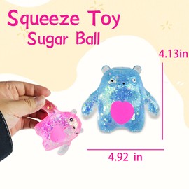 Sugar Ball Stress Relief Squeeze Toys - Fun Sensory Fidget Toys Perfect Party Favors, Gifts, and Relaxation Toys for Kids and Adults (PI Bear)