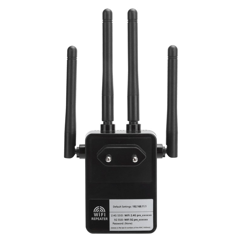 Wireless Repeater Black Dual Band WiFi Signal Network Extension Amplifier