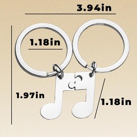 Sdopbinbin Friend Matching Gifts for Couples Boyfriend Girlfriend Music Note Keychains Gift for Musician Husband Wife Christmas Gifts for Bestie Friend Matching Keychains Gift for Besties Music Lover
