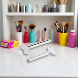 2 Pcs Silver Metal Tube Squeezer Keys, Toothpaste and Hair Dye Roller Dispenser Tool, Daily Living Tube Squeezing Aids, Tube Squeezers