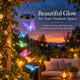 Solar Wind Chime Lights for Outdoor Decor – Color-Changing LED Butterfly, Dragonfly or Hummingbird Design for Garden & Patio