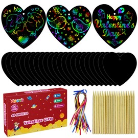 OHOME Valentines Day Crafts for Kids - 48 PCS Valentines Magic Rainbow Scratch Paper Cards Set,Kids Valentines Day Gifts for School Classroom - Valentines Treats Toys Games Party Favors for Toddler