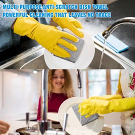 Wire Dishwashing Rags,Multipurpose Non Scratch Wire Dishwashing Rags for Wet and Dry,Reusable Microfiber Cleaning Cloths for Cleaning Kitchen Pots Grills Stoves(12PCS)