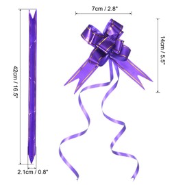 PATIKIL 2.8-inch Pull Bows, 40 Pack Present Wrapping String Bows Ribbon Gold Thread Style Decorative Bow Tie for Wedding Party Birthday, Dark Purple
