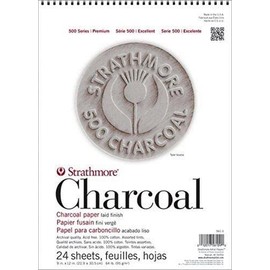 Strathmore (560-1 500 Series Charcoal Pad, 9 x 12 Pulgadas, 24 Hojas, Color Blanco