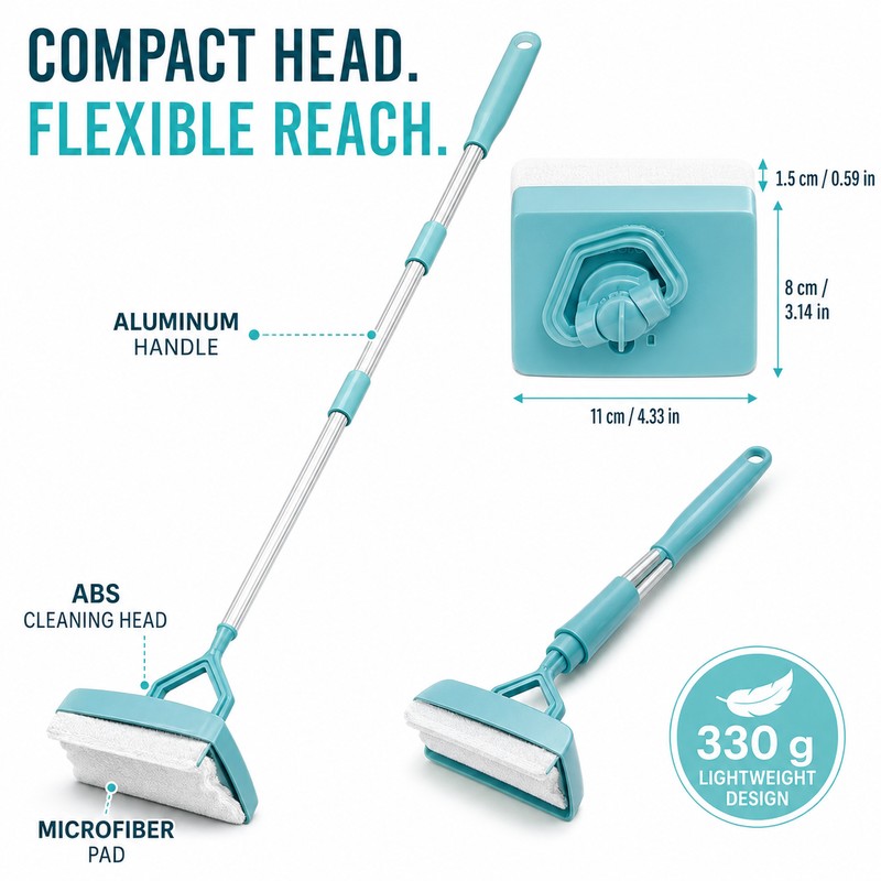 Extendable Baseboard Cleaner Mop with Reusable Microfiber Pad