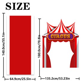 Circus Door Cover Banner Red and White Striped Door Entryway Aisle Runners Decorations for Circus Theme Birthday Party Photography Background Carnival Party Photo Booth Props Supplies