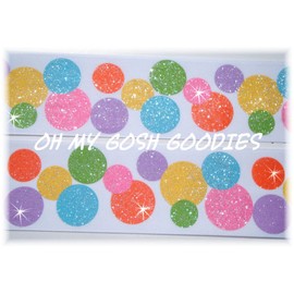 2 1/4 GLITTER RAZZLE DAZZLE DOTS BIRTHDAY JUMBO GROSGRAIN RIBBON MIX 4 HAIRBOW