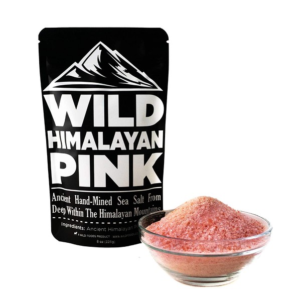 Wild Himalayan Pink Salt Fine Grain 100% Natural Hand-Mined Unrefined Pink Salt, Triple Spring Water Washed, Pure Flavor, 80+ Minerals (8 oz Fine)