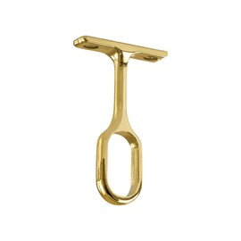Gedotec Tubes Wardrobe Rail Middle Support Bracket for Clothes Rail Oval - Tubes | Polished Brass | Cupboard Rail Holder for Oval Rod 30 x 15 mm | 1 Piece - Rod Holder Coat Rail