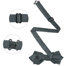 [Elerevyo] Men's Pre-tied Bow Tie Diamond Pointed Solid Bowtie for Formal Wedding, gray