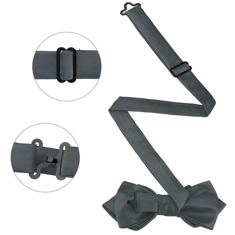 [Elerevyo] Men's Pre-tied Bow Tie Diamond Pointed Solid Bowtie for
