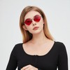 WDZAYXC Diamon Fashion Sunglasses with Metal Frame, UV400 Protection, black/red