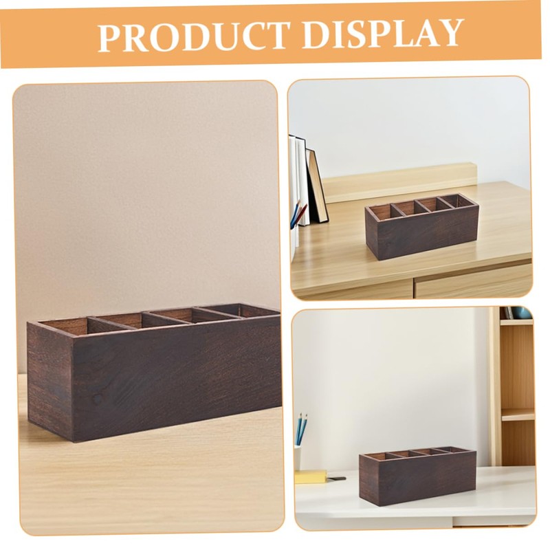 COHEALI Cosmetic Storage Box Wooden Makeup Brush Holder Organizer Desktop