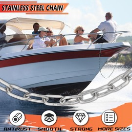 VQOIHP Stainless Steel Coil Chain,5MMx11.8 Inch Stainless Steel Chain,Heavy Duty Stainless Steel Chain 550LB for Punching Bags,Metal Decorative Chain for Hanging Chairs,Chandeliers,Guardrails,Pet